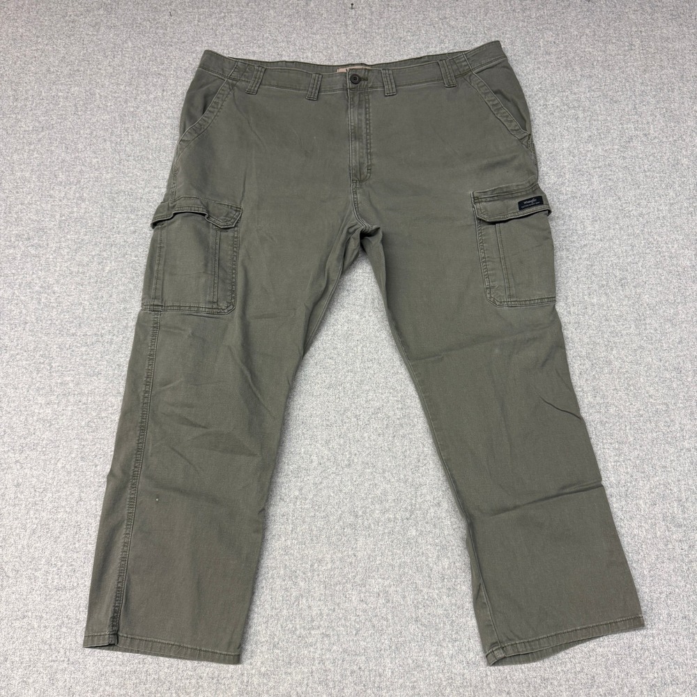 Wrangler Cargo Pants 44 x 30 Olive Green Stretch Cotton Straight Leg Pockets